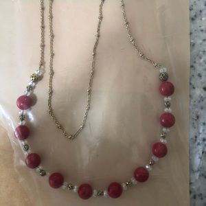 26 in Red beads with clear and gold beads
